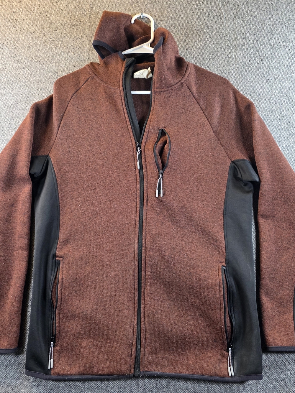 Mountain Warehouse Men's M Hooded Fleece Jacket Full Zip Rust Black Outdoor